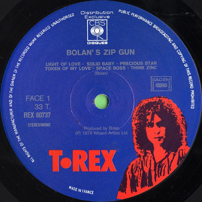 Bolan's Zip Gun LP France side 1
