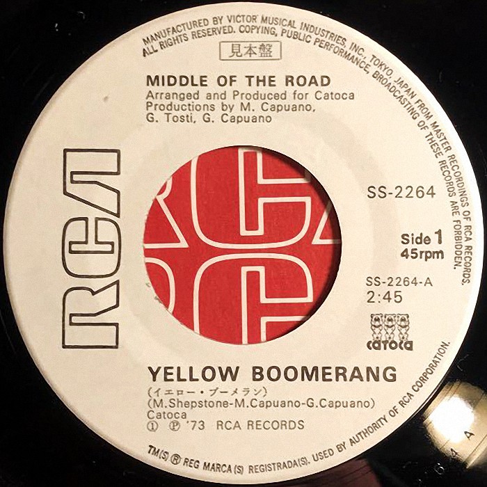 Middle Of The Road Yellow Boomerang Japan promo side 1