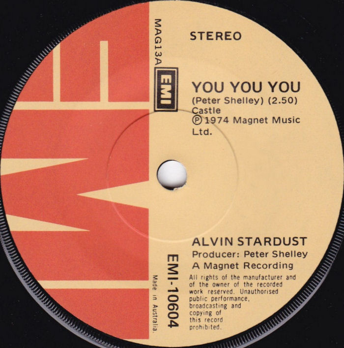 Alvin Stardust You You You Australia side 1