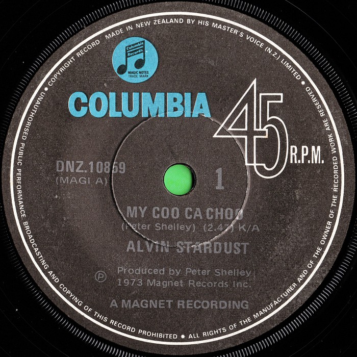 Alvin Stardust My Coo Ca Choo New Zealand side 1