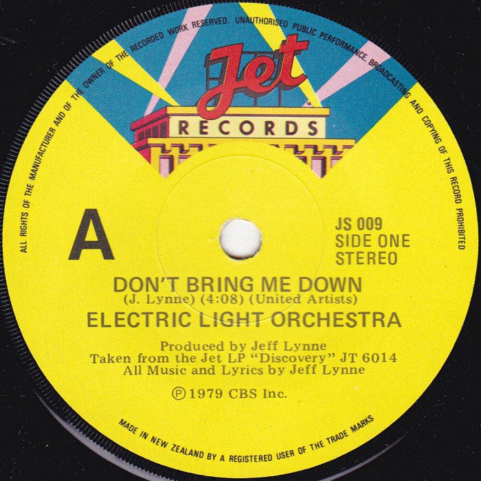 ELO Dont Bring Me Down New Zealand side 1