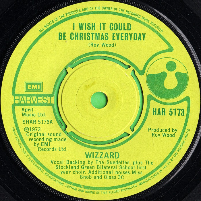 Wizzard I Wish It Could Be Christmas Everyday UK Harvest side 1 re-issue 1978