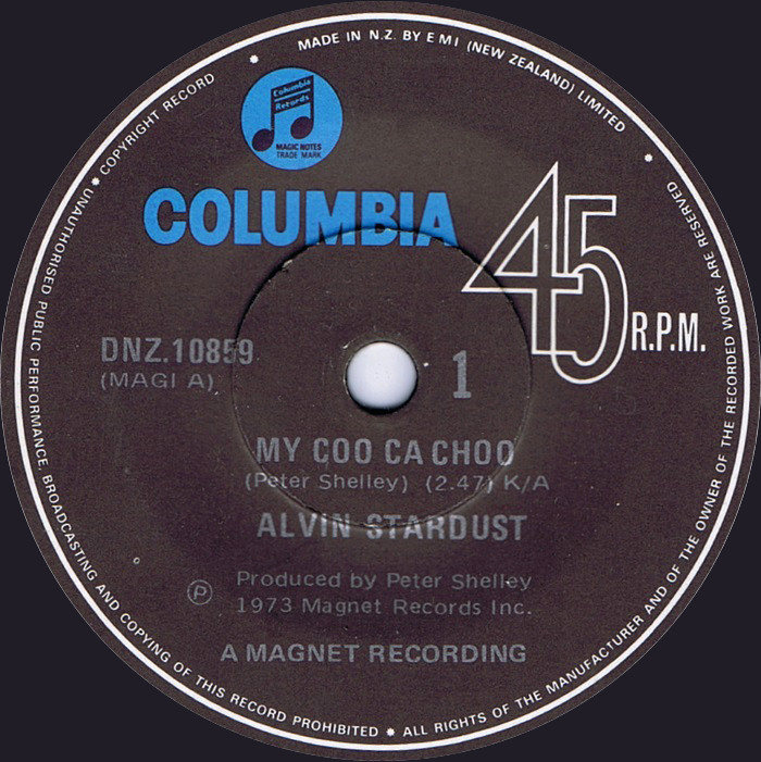 Alvin Stardust My Coo Ca Choo New Zealand side 1