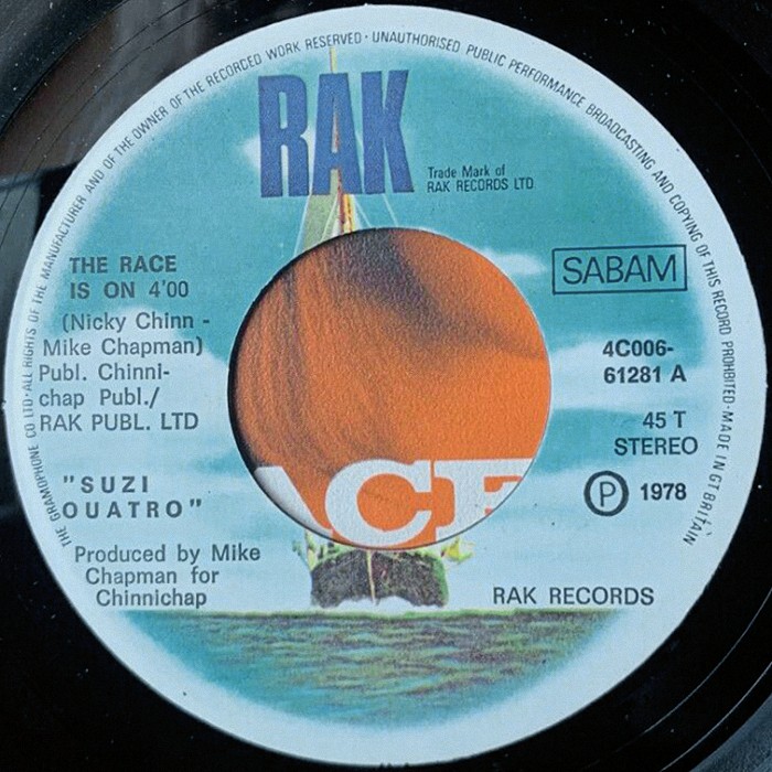 Suzi Quatro The Race Is On Belgium side 1