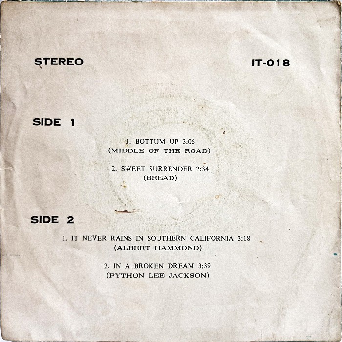 Middle Of The Road Bottoms Up Thailand back