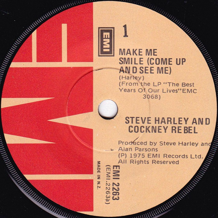 Cockney Rebel Make Me Smile New Zealand side 1