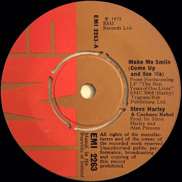 Cockney Rebel Make Me Smile Ireland side 1