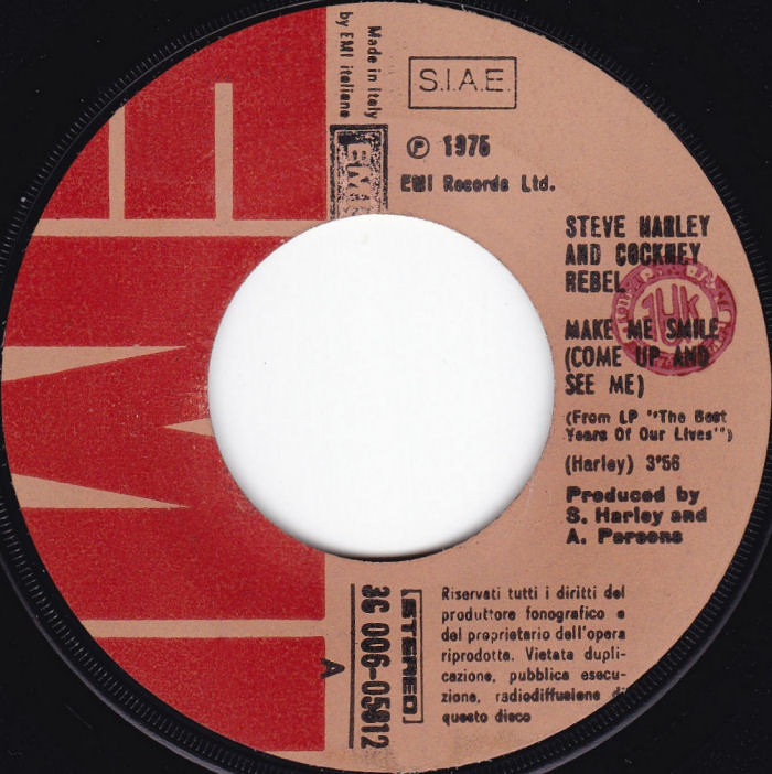 Cockney Rebel Make Me Smile Italy side 1