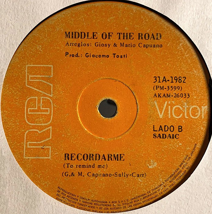 Middle of the Road Soley Soley Argentina side 2
