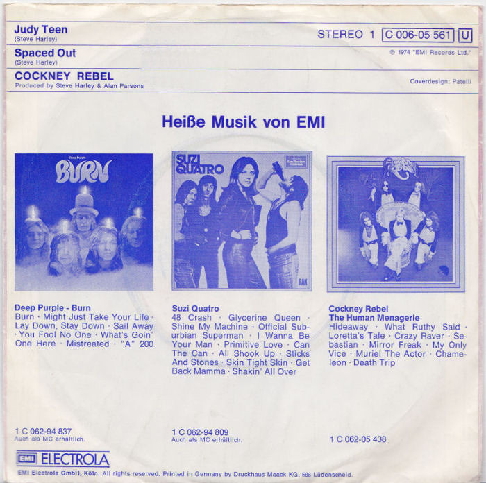 Cockney Rebel Judy Teen Germany back