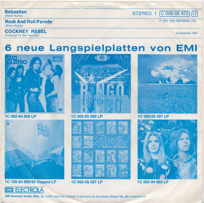Cockney Rebel Sebastian Germany back