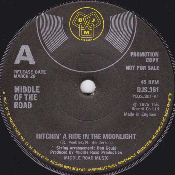 Middle Of The Road Hitchin A Ride In The Moonlight UK promo side 1