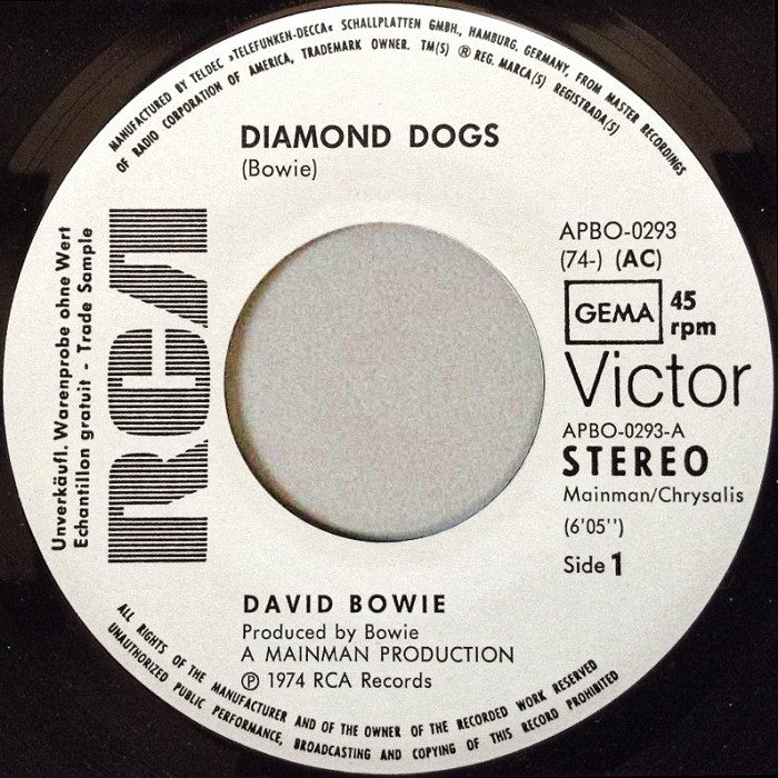David Bowie Diamond Dogs Germany promo side 1