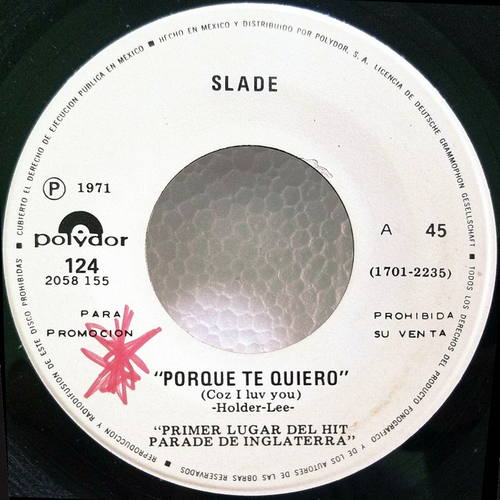 Slade Coz I Luv You Mexico promo side 1