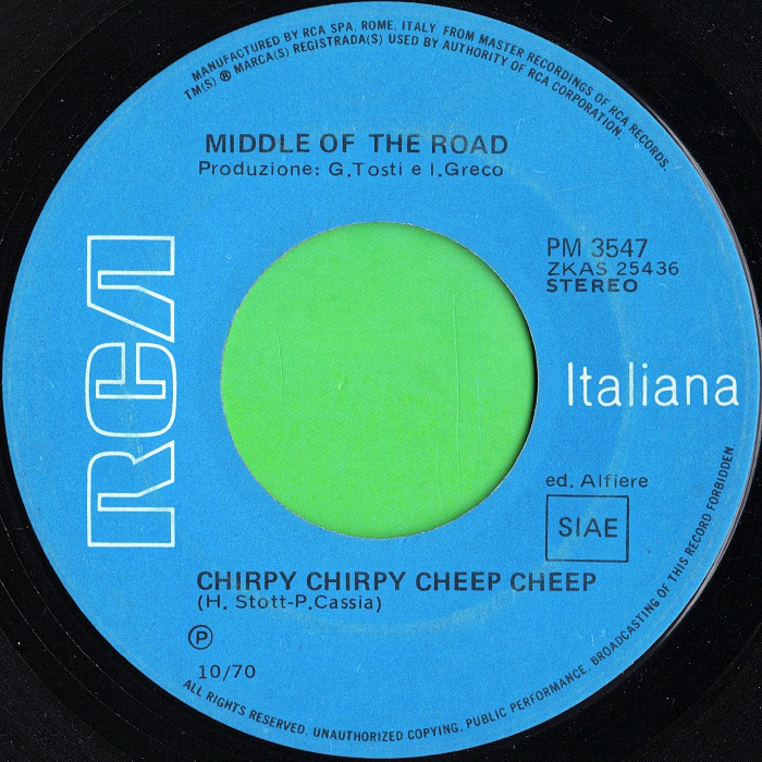 Middle of the Road Chirpy Chirpy Cheep Cheep Italy side 1