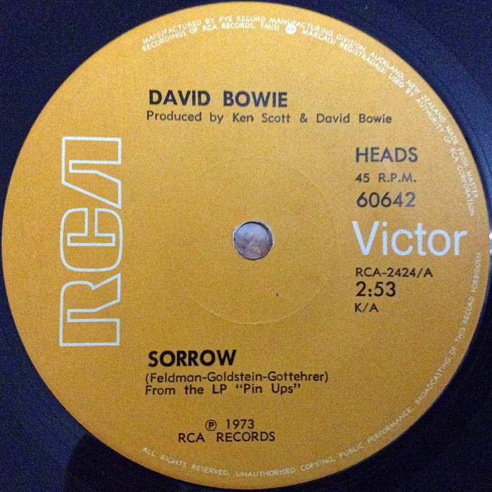 David Bowie Sorrow New Zealand side 1