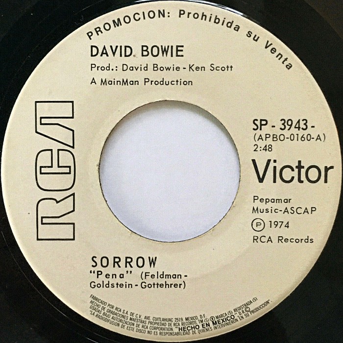 David Bowie Sorrow Mexico promo side 1