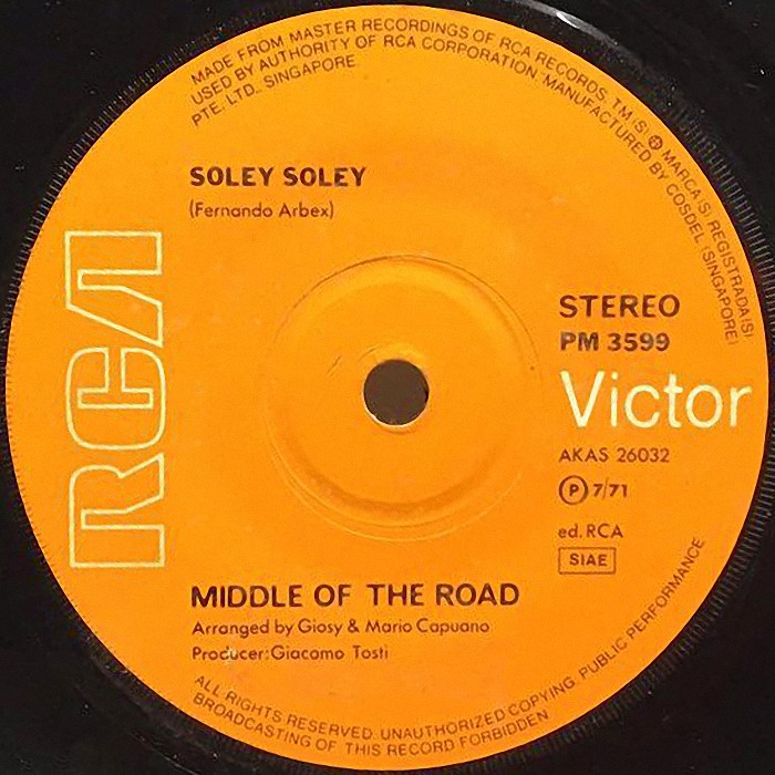 Middle of the Road Soley Soley Singapore side 1