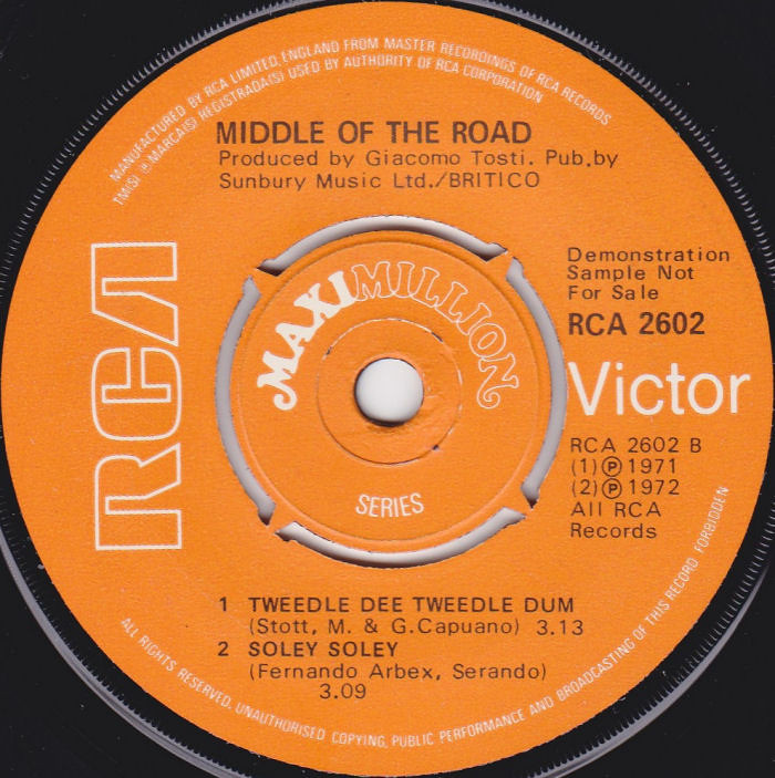 Middle Of The Road Chirpy Chirpy Cheep Cheep EP UK promo side 2
