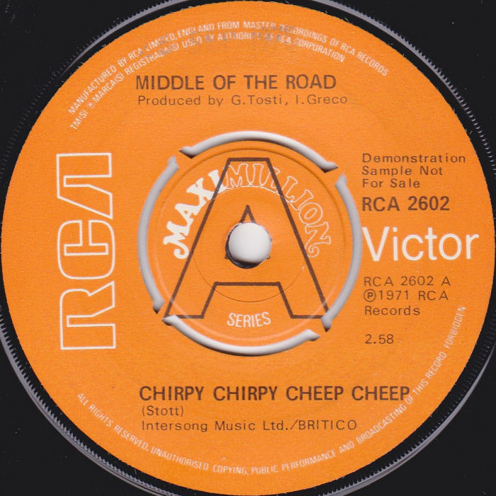 Middle Of The Road Chirpy Chirpy Cheep Cheep EP UK promo side 1