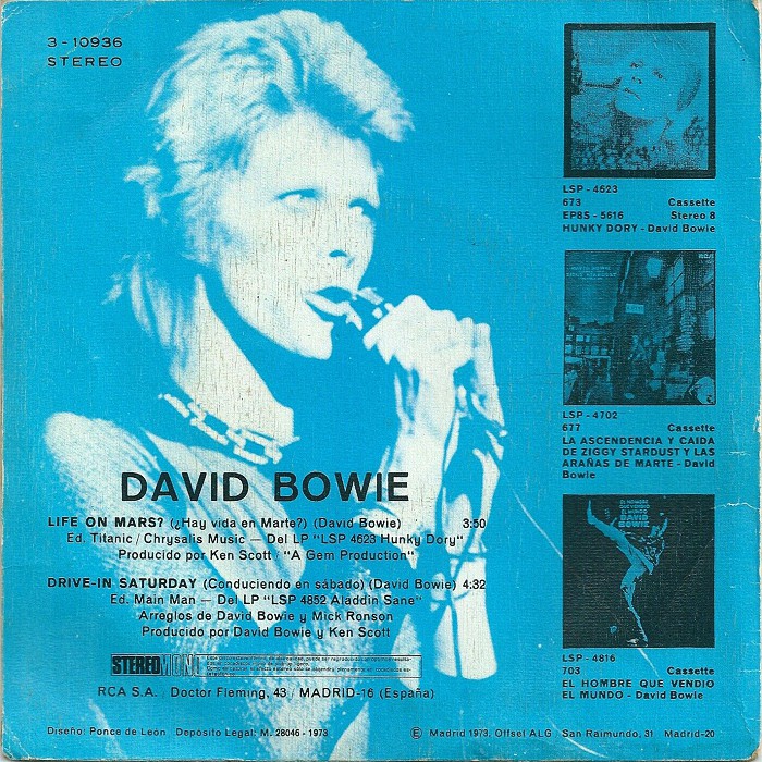 David Bowie Life On Mars? Spain back
