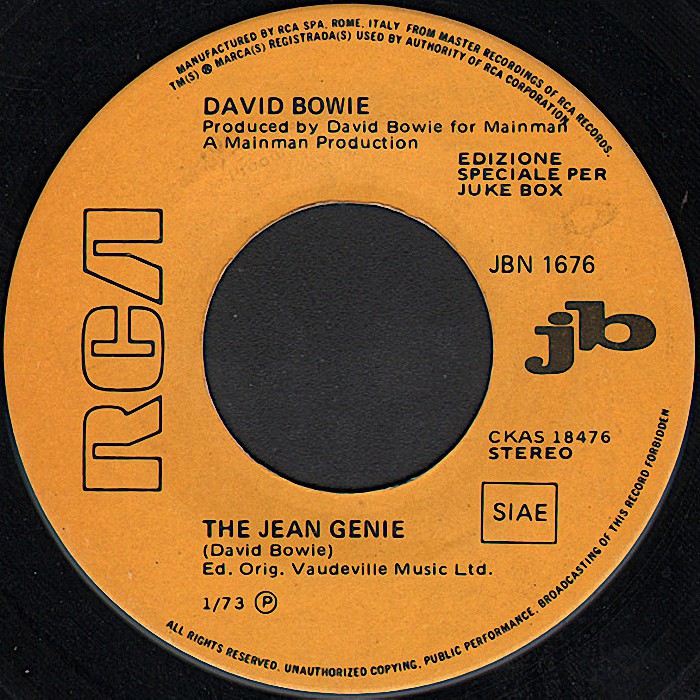 David Bowie The Jean Genie Italy jukebox side 1