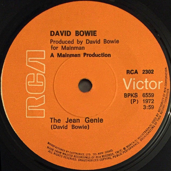David Bowie The Jean Genie Israel side 1