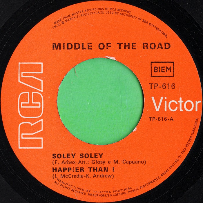 Middle of the Road Soley Soley Portugal EP side 1