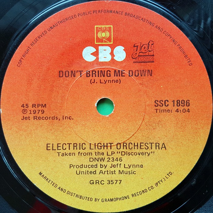 ELO Dont Bring Me Down South Africa side 1