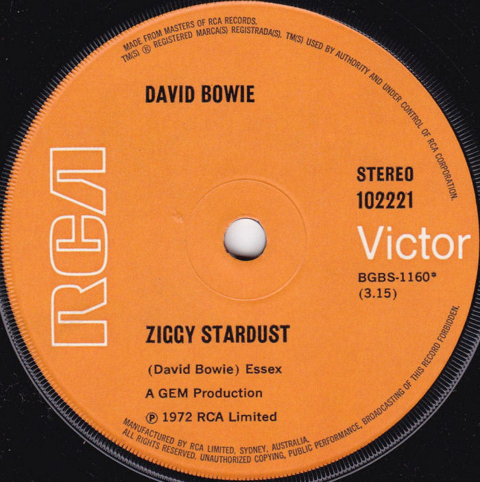 David Bowie The Jean Genie Australia side 2