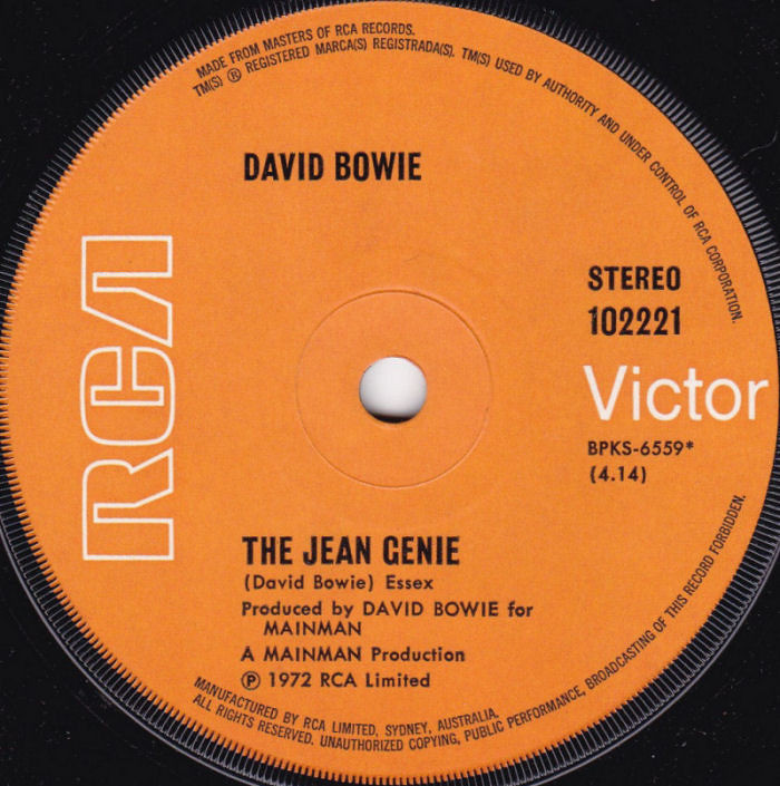 David Bowie The Jean Genie Australia side 1