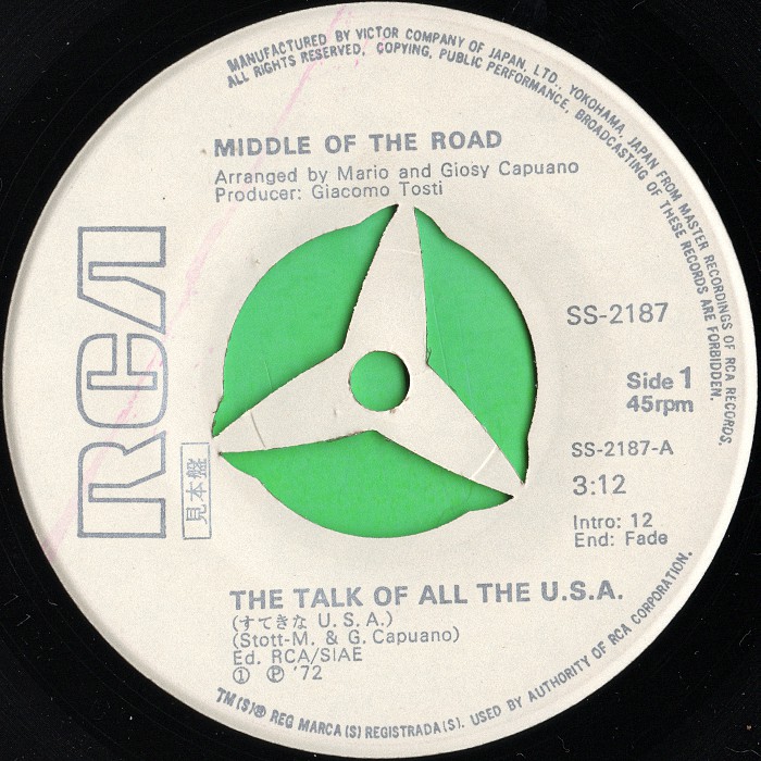 Middle Of The Road The Talk Of All The USA Japan promo side 1