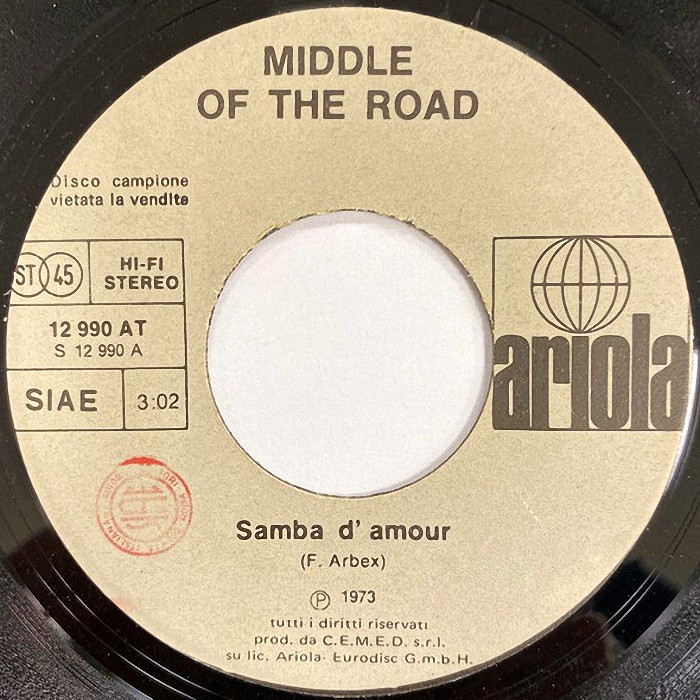 Middle of the Road Samba D'Amour Italy promo side 1