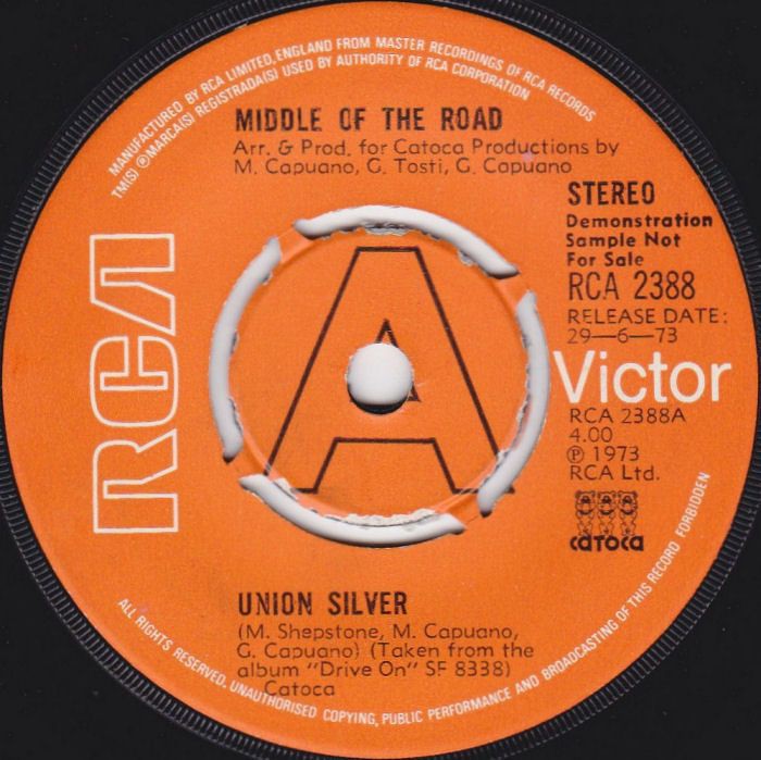 Middle Of The Road Union Silver UK promo side 1