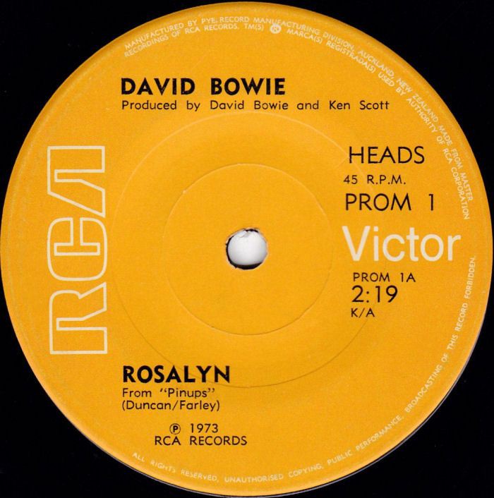 David Bowie Rosalyn New Zealand promo side 1