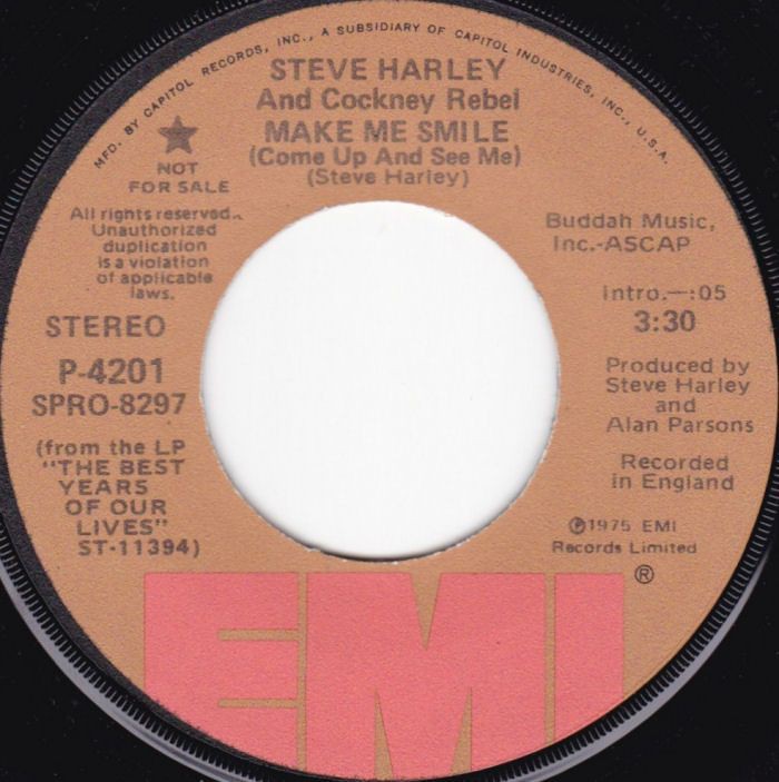 Cockney Rebel Make Me Smile USA promo side 1