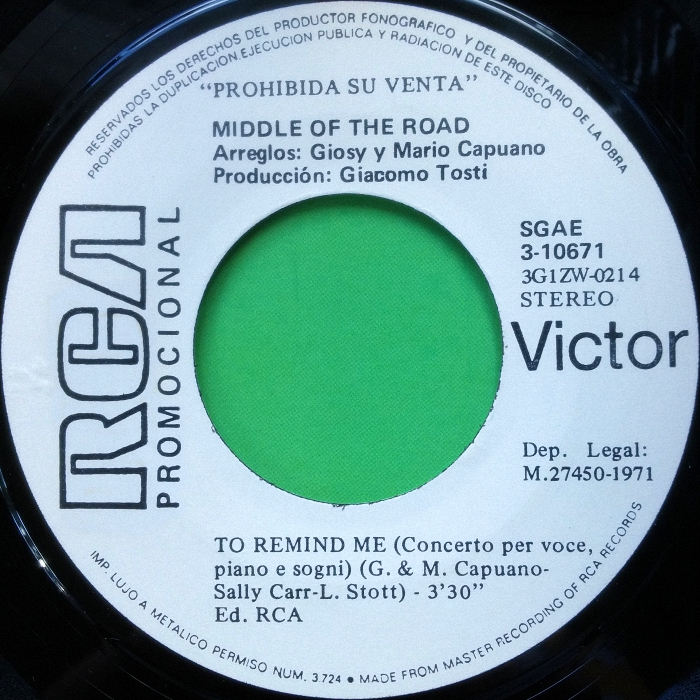 Middle of the Road Soley Soley Southern Spain promo side 2