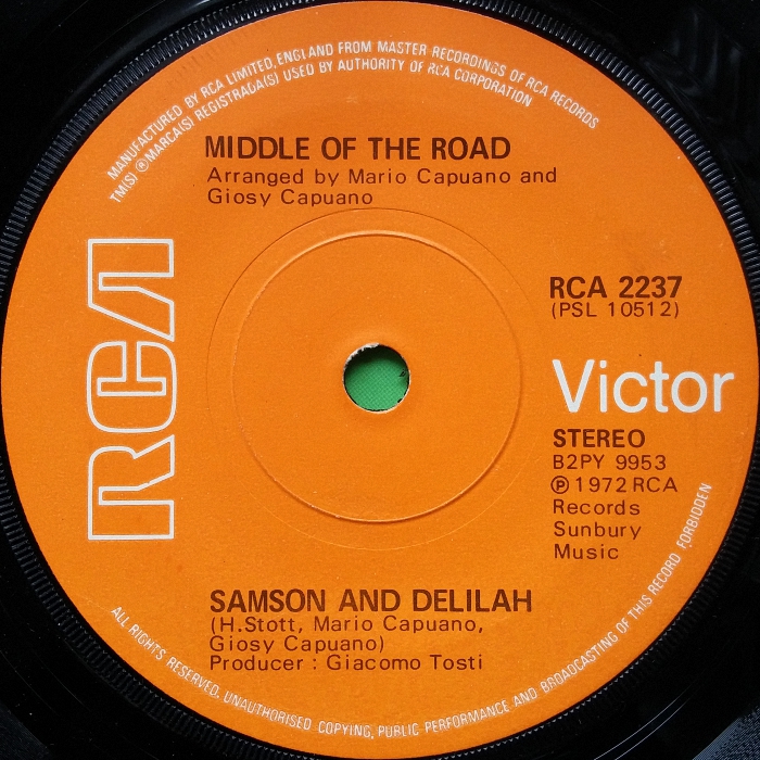 Middle Of The Road Samson And Delilah UK side 1