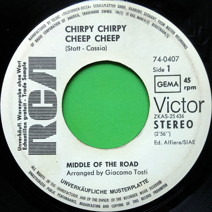 Middle of the Road Chirpy Chirpy Cheep Cheep Germany promo side 1