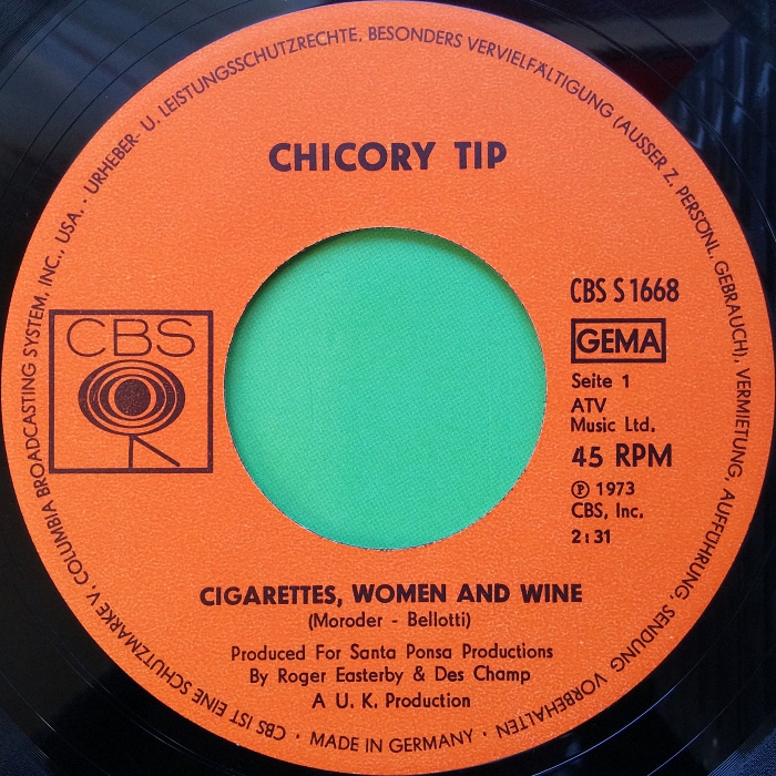 Chicory Tip Cigarettes, Women & Wine Germany side 1