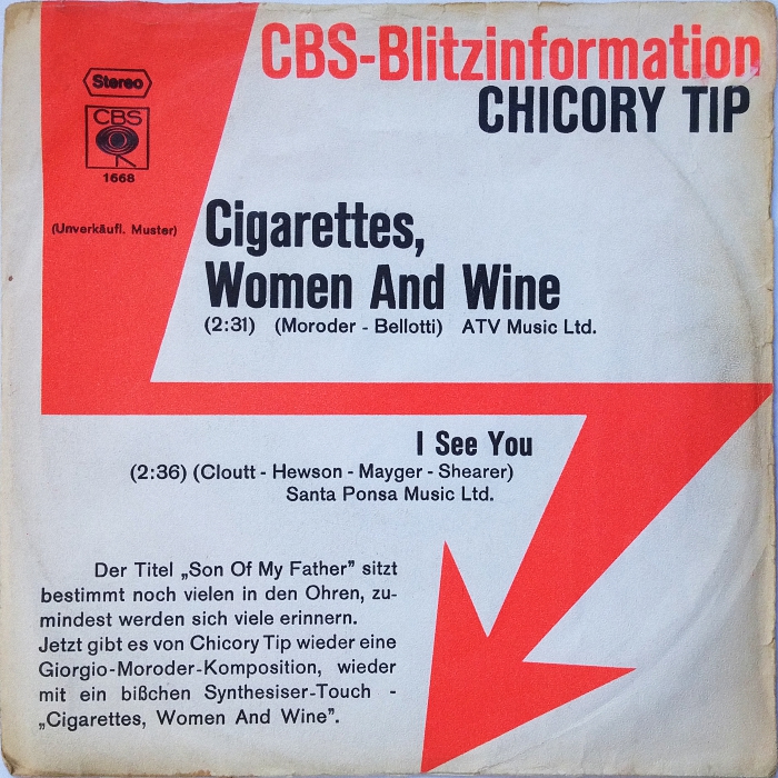 Chicory Tip Cigarettes, Women & Wine Germany promo front