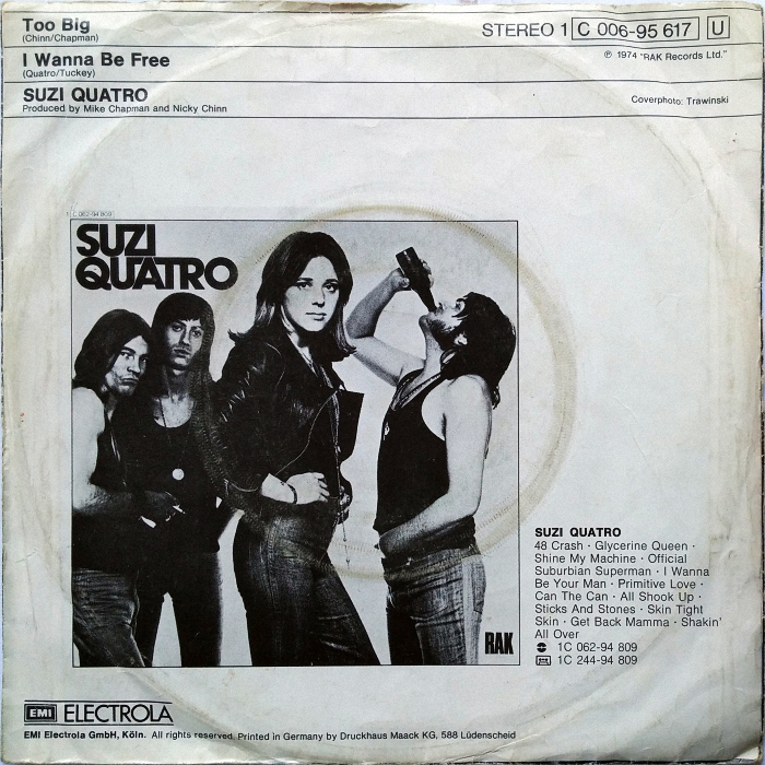 Suzi Quatro Too Big Germany front