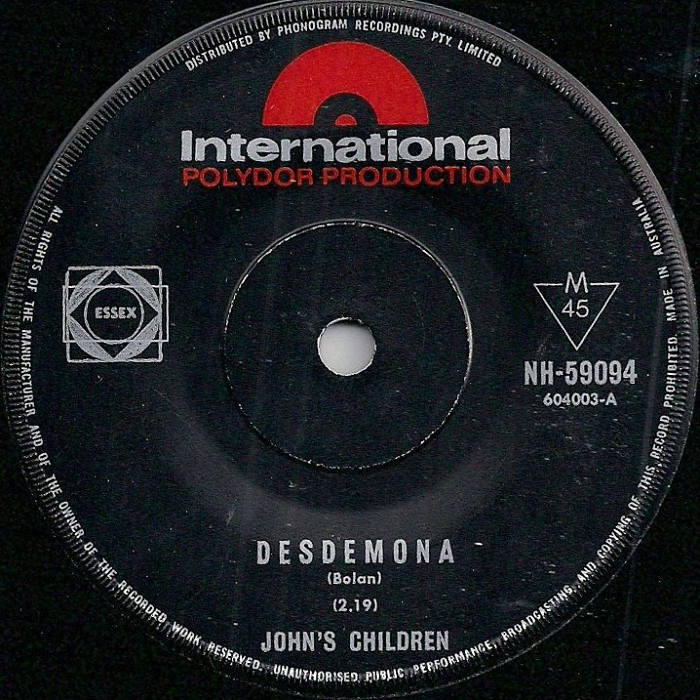Johns Children Desdemona Australia Phonogram side 1