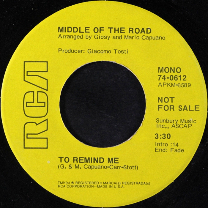 Middle of the Road Soley Soley USA side 2 promo
