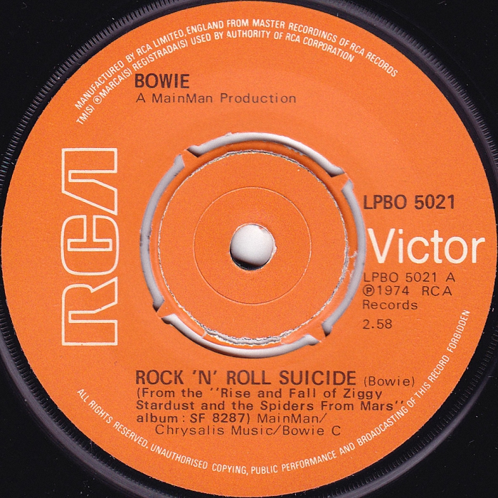David Bowie Rock N Roll Suicide UK side 1