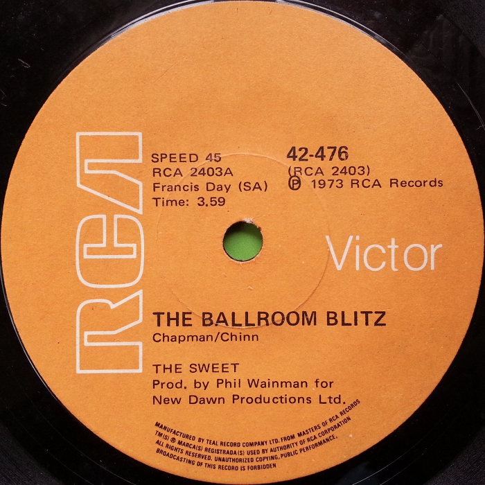 The Sweet The Ballroom Blitz South Africa side 1