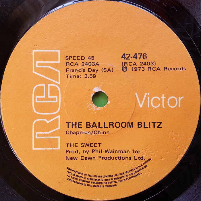 The Sweet The Ballroom Blitz Rhodesia side 1