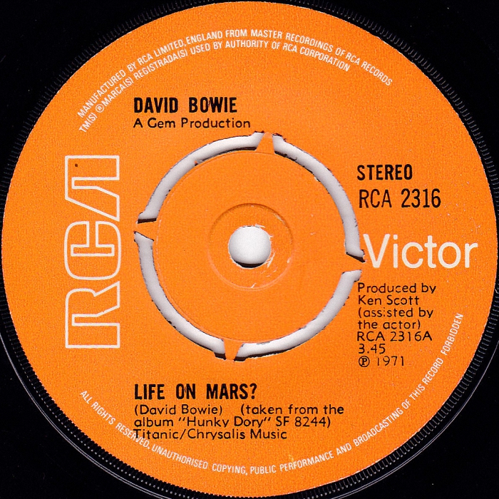 David Bowie Life On Mars UK side 1