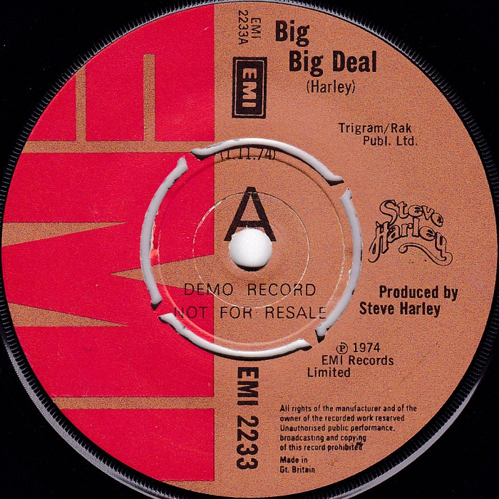 Steve Harley Big Big Deal UK promo side 1